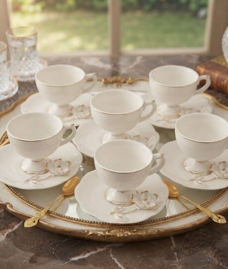 Acar Felicity 6 Kişilik Porselen Fincan Set White - 3