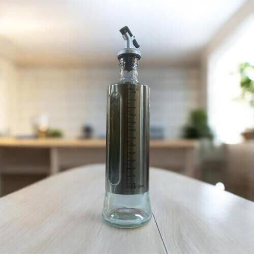ENFA 500 ml Cam Yağlık – Dışı Krom Kaplama, Ölçekli ve Damlatmaz Başlık - 1