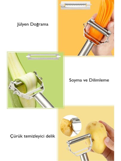 ENFA Paslanmaz Çelik Sebze Meyve Julyen Soyucu & Doğrayıcı 17 Cm - 2