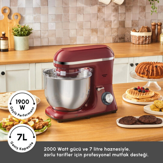 Karaca Chefcrafter Hamur Yoğurma Makinesi Red 7L - 2