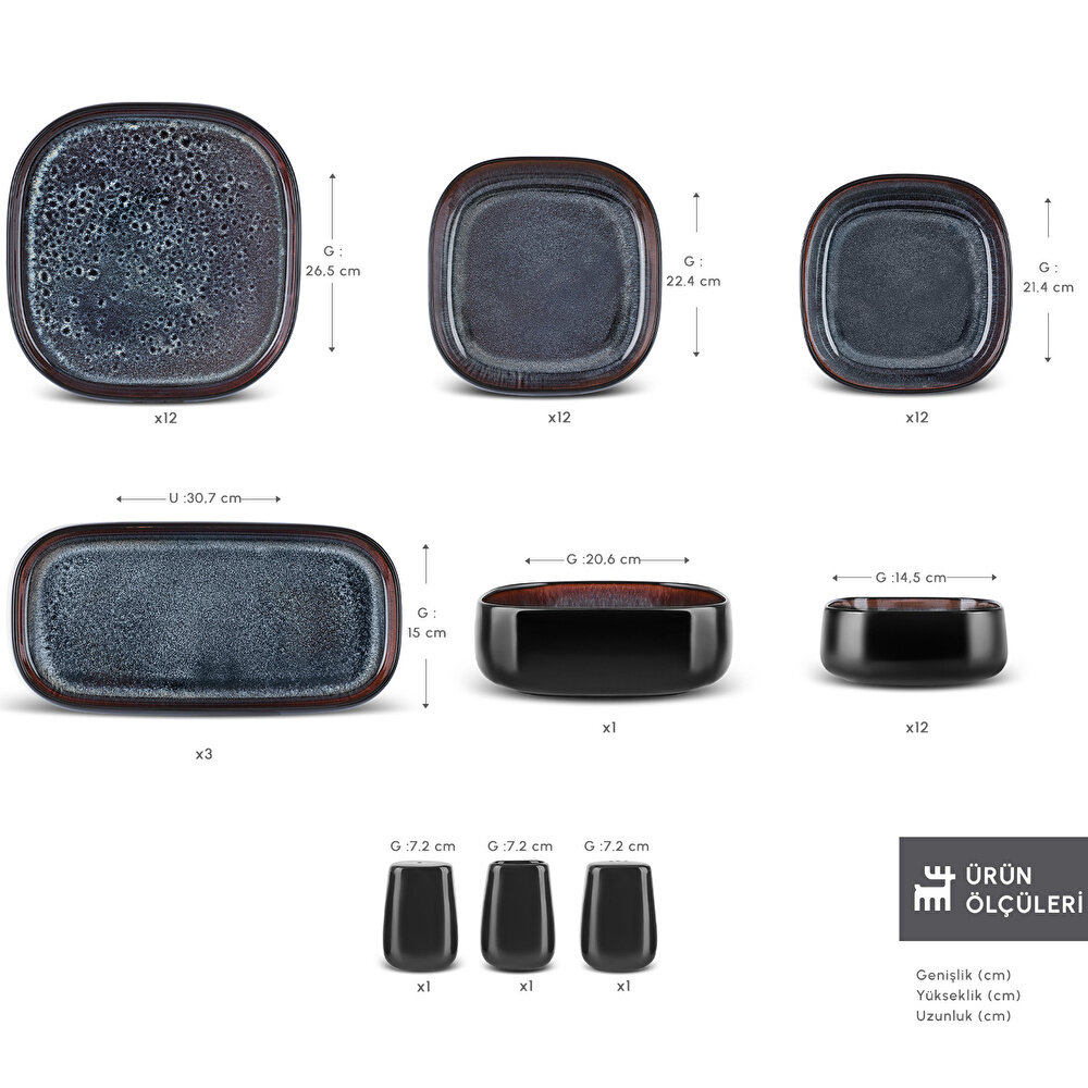 Karaca Earth Collection Galactic Shiny Black 55 Parça 12 Kişilik Yemek Takımı - 4