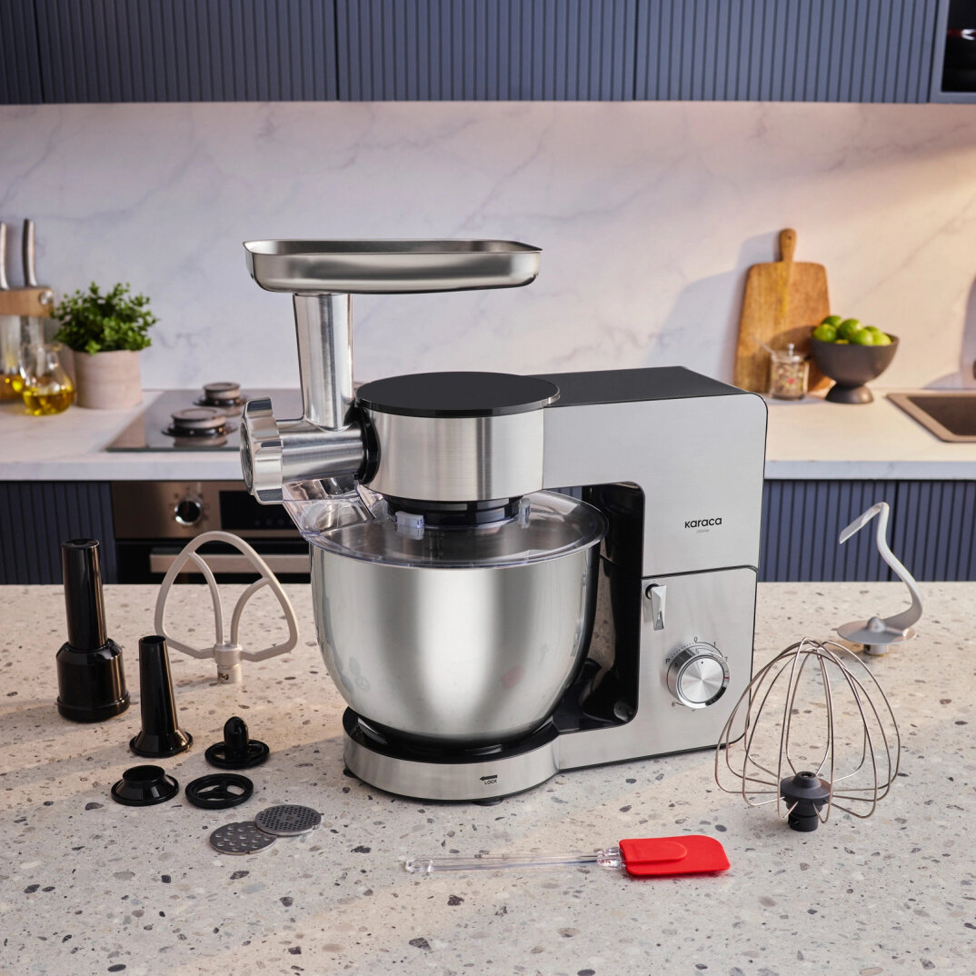Karaca Multichef Ultra Inox Kıyma Çekme/Sucuk-Sosis/İçli Köfte Aparatlı Hamur Yoğurma Makinesi 2000W 8L - 4