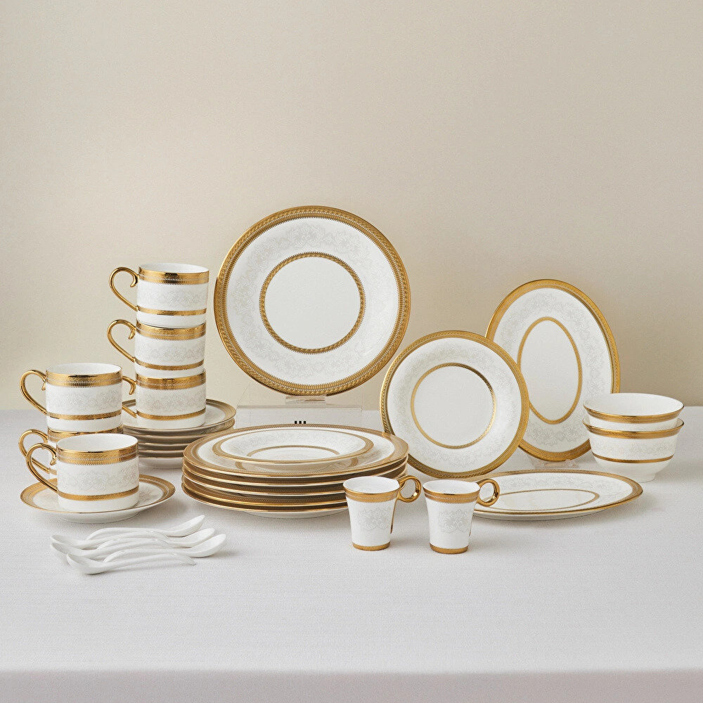 Karaca Royal Bone Charlotte 32 Parça 6 Kişilik Kahvaltı Takımı Gold - 1