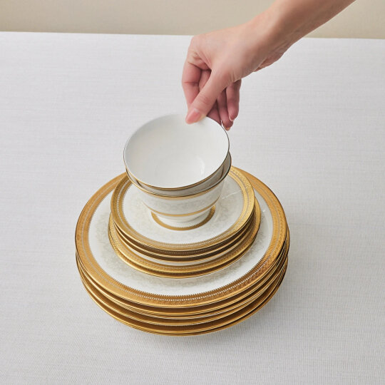 Karaca Royal Bone Charlotte 32 Parça 6 Kişilik Kahvaltı Takımı Gold - 6