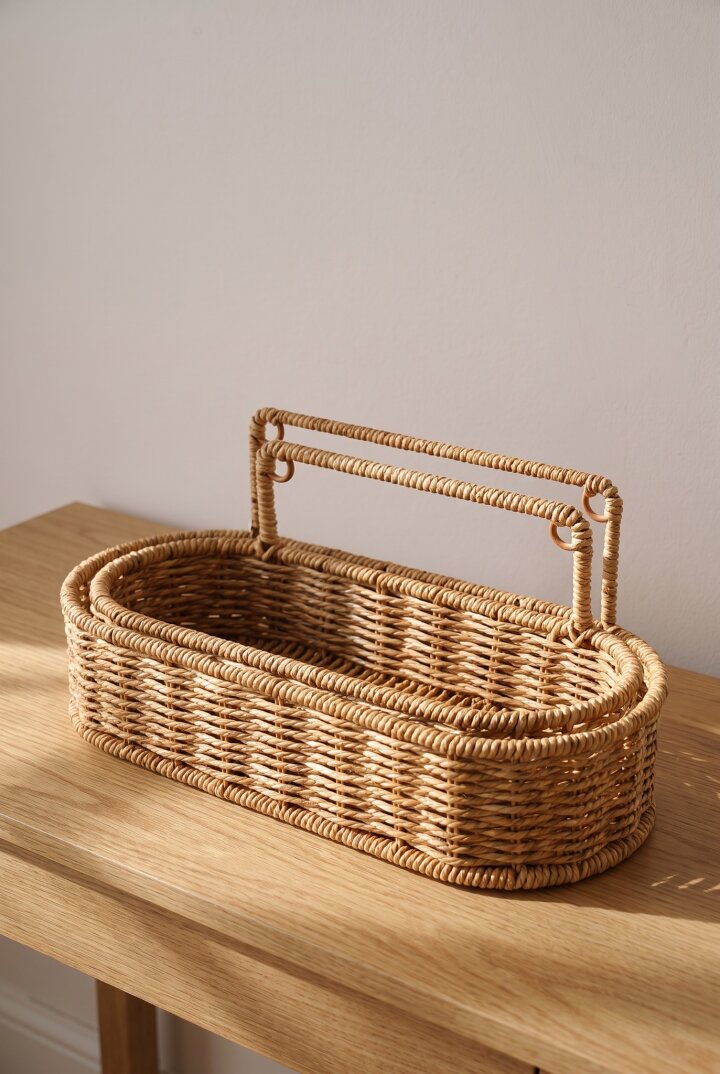 Mien Rattan İkili Dekoratif Duvar Sepeti - 1