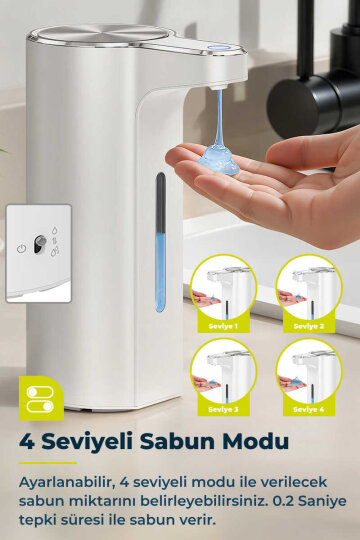 Primanova Sensörlü Su Geçirmez Temassız Sıvı Sabunluk - Beyaz - 7