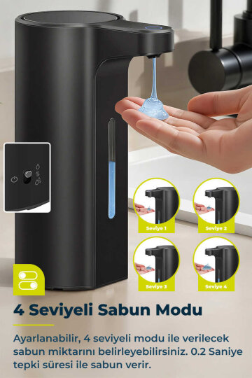 Primanova Sensörlü Su Geçirmez Temassız Sıvı Sabunluk - Siyah - 4